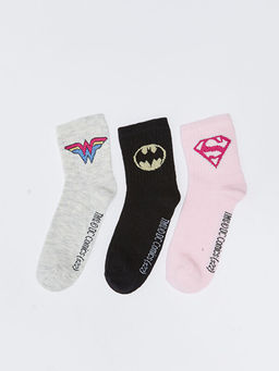 Justice League Desenli K?z ?ocuk Soket ?orap 3l?