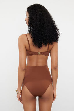 Kahverengi Premium Aksesuarl? Yuksek Bel Hipster Bikini Alt? TBESS24BA00127