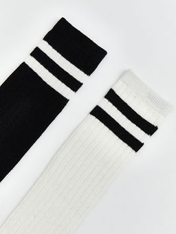 ?izgili K?z ?ocuk Diz Alt? ?orap 2li