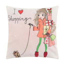 Наволочка декоративная Этель Девичьи историиShopping 40х40 см, велюр