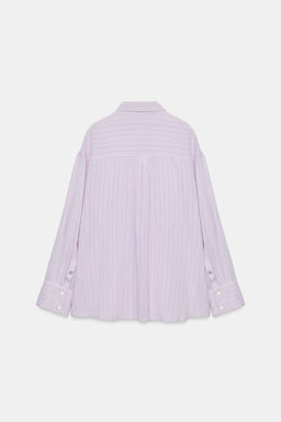 CAMISA GASA OVERSIZE BOLSILLO / Lila