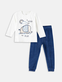 Bisiklet Yaka Uzun Kollu Bask?l? Erkek Bebek Pijama Tak?m?