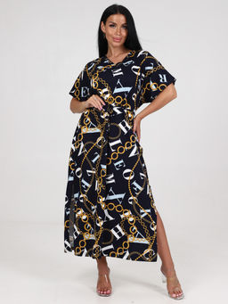 682 ПЛАТЬЕ (Т.синий/цепи) - А-дина фото 2