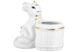 Вазочка для зубочисток 7,5*4,5*7 см Лошадь белая с золотом, фарфор - Elan gallery фото 4