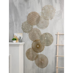 Цена за 12 шт. Салфетка сервировочная на стол Доляна Цветок, d=43 см, цвет золотой  фото 8