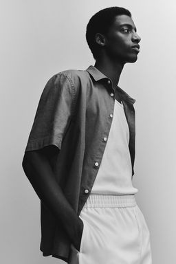 Camisa en mezcla de lino Regular Fit - H&m фото 3