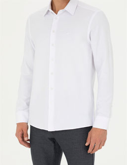 Beyaz Slim Fit Uzun Kollu G_mlek - Pierre cardin фото 6