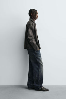 WASHED FAUX LEATHER OVERSHIRT - Zara фото 4