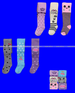 Цена за 12 шт. BFL колготки детские с рисунком на девочек ассорти