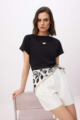 Vizon Fitted Kay?k Yaka K?sa Kollu %100 Pamuk Orme T-shirt TWOSS26TS00004 - Trendyolmilla фото 13
