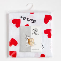 Простыня для бани Сердечки 150?1805 см, 100% хлопок, вафельное полотно, 160 г/м? - Этель фото 2