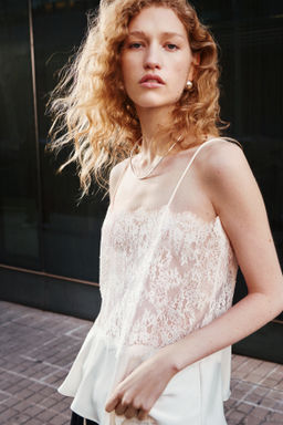 Top de encaje con tirantes finos - H&m фото 6
