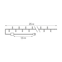 ULD-S2500-225/STK MULTI IP20 Гирлянда светодиодная, 25м. Соединяемая. 225 светодиодов. Разноцветный свет. Провод прозрачный. ТМ Uniel