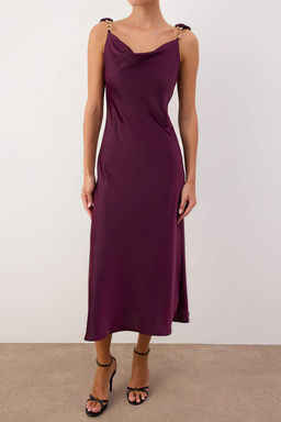 Yesil Duz Aksesuar Detayl? Dokuma Saten Maxi Party Elbise TPRAW26EL00120 - Trendyolmilla фото 7