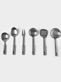 Набор кухонных принадлежностей «Стандарт», 6 предметов, на подвесе, цвет серебристый