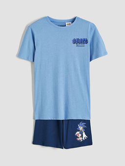 Sonic Bask?l? Erkek ?ocuk ?ortlu Pijama Tak?m?