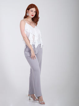 Серые летние брюки женские больших размеров - Almond фото 4