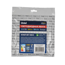 ULS-M13-2835-120LED/m-8mm-IP20-DC12V-9,6W/m-5M-4000K PROFI Гибкая светодиодная лента на самоклеящейся основе. Катушка 5м. в герметичной упаковке. Белый свет(4000К). ТМ Uniel.