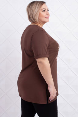 Арт. 3677 Футболка женская 50-58 (5 шт) Цвет:шоколад - Калинка фото 15