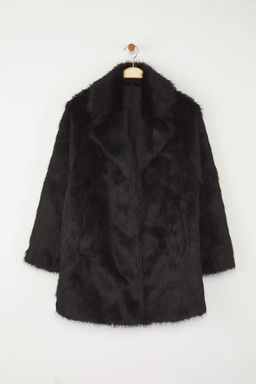 Siyah Kurklu Mono Kapama Oversize Midi Kaban TWOAW26KB00006