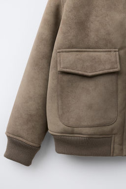 DOUBLE-FACED FAUX SHEARLING BOMBER JACKET - Zara фото 7