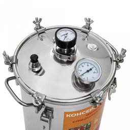 Автоклав-стерилизатор Консерватор 14л, из нержавеющей стали, вместимость банок: 0,5л - 8шт, 0,7л - 4шт, 1л - 3шт, 2л - 1шт, 3л - 1шт, с манометром и клапаном сброса избыточного давления, термометр (Россия) - Домашняя мода фото 3