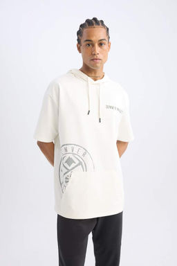 DeFactoFit Футболка оверсайз NBA Denver Nuggets с капюшоном и принтом на спине с короткими рукавами  фото 4