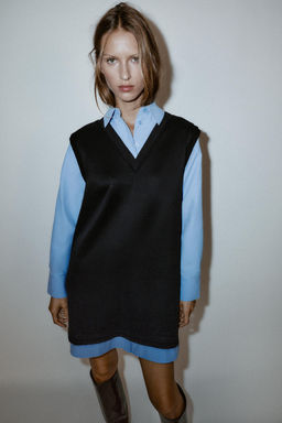 POPLIN COMBINED MINI DRESS - Zara фото 2