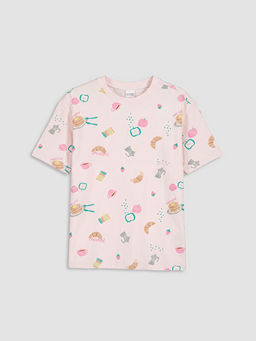 Bisiklet Yaka Bask?l? K?z ?ocuk Pijama Tak?m