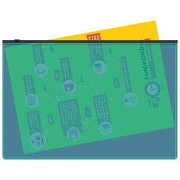 Цена за 12 шт. Папка-конверт на ZIP-молнии A4, 180 мкм, Calligrata Pastel, полупрозрачная, чёрная молния, голубая