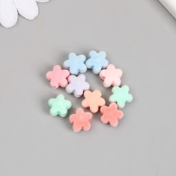 Цена за 10 шт. Бусина для творчества бархатное напыление Цветочек. Нежные оттенки, 0.7?1.2?1.2 см