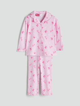 Barbie Bask?l? G?mlek Yaka K?z ?ocuk Pijama Tak?m?
