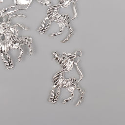 Цена за 5 шт. Металлический элемент, декоративная подвеска «Арт Узор. Весёлая зебра», серебро, 4.1×3.3 см