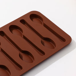 Форма для шоколада Доляна «Ложечки», силикон, 13,5×9,5×0,7 см, 6 ячеек (8,3×1,8 см), цвет коричневый