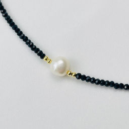 Чокер из черной Шпинели и Жемчуга 38 см +