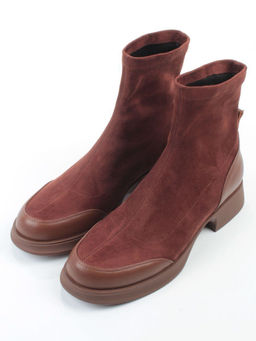 01-H24B-34HJ BROWN Ботинки демисезонные женские (натуральная кожа, велюр)