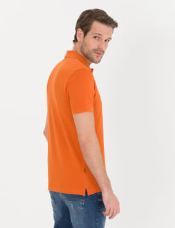 Turuncu Slim Fit Polo Yaka Basic Ti__rt