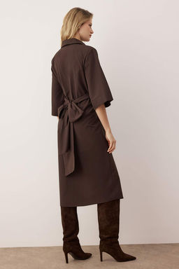 Vucut Secmeyen Koyu Kahverengi Bel Kusak Detayl? Dokuma Elbise TWOAW26EL00243 - Trendyolmilla фото 6