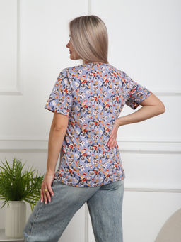 Футболка женская Незабудка серый/цветы