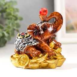 Фигурка полистоун «Слоник с рубином на монетках», 8×6.5×8.5 см