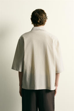 CAMISA CUADROS RELIEVE / Beige - Zara фото 3