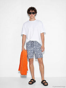 Diz Alt? Boy Desenli Erkek Deniz ?ortu