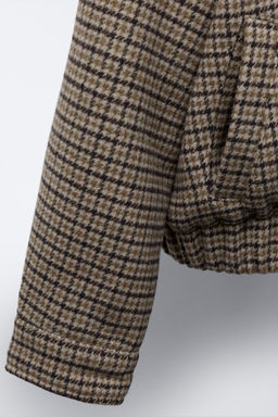 CHECKED BOMBER JACKET WITH FAUX FUR COLLAR - Zara фото 6