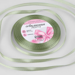 Цена за 4 шт. Лента атласная, 6 мм, 23±1 м, фисташковая №65