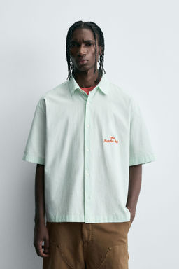 STRIPED SHIRT WITH CONTRAST SLOGAN - Zara фото 2