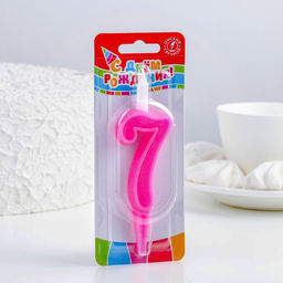 Свеча для торта цифра «Классика», 9.7 см, цифра 7 розовая