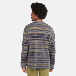Футболка с длинным рукавом Timberland Longsleeve Striped Linear Logo Regular серая  фото 3