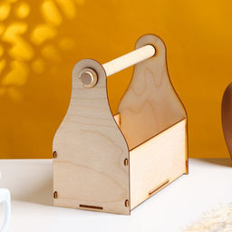 Кашпо деревянное 24.5?13.5?9.5(25) см Стелла Клик, с ручкой, натуральный - Дарим Красиво фото 2