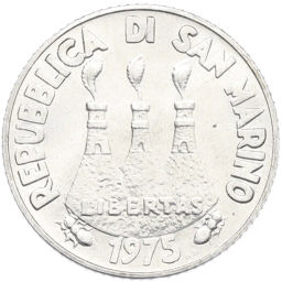 Монета 2 лиры 1975 года Сан-Марино