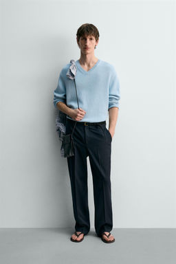 JERSEY CUELLO PICO ALGOD?N - LINO LIMITED EDITION / Azul claro